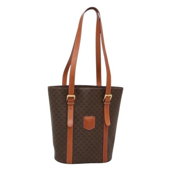 CELINE Macadam Canvas Shoulder Bag PVC Brown Gold Auth 126921 - Picture 1 of 16
